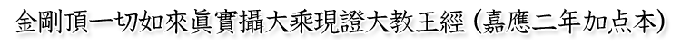 金剛頂一切如來眞實攝大乘現證大教王經